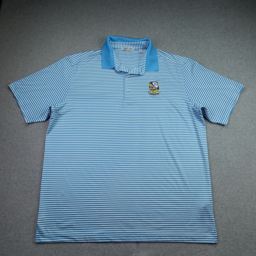 Bermuda Sands Polo Mens Large Blue Striped Performance Blue Angels Foundation XP